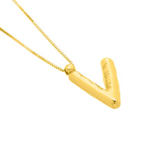 Load image into Gallery viewer, 14k Yellow Gold 15mm Helium Balloon Initial Letter A Pendant with 18" Inch Box Chain Necklace