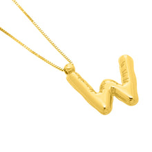 Load image into Gallery viewer, 14k Yellow Gold 15mm Helium Balloon Initial Letter A Pendant with 18" Inch Box Chain Necklace