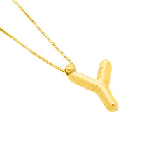 Load image into Gallery viewer, 14k Yellow Gold 15mm Helium Balloon Initial Letter A Pendant with 18" Inch Box Chain Necklace