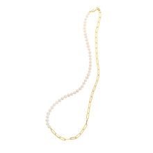 Load image into Gallery viewer, 14k Yellow Gold 5mm Lite Paperclip Chain Pearl Necklace