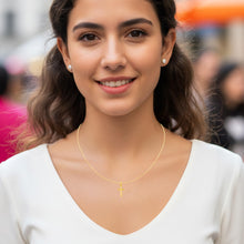 Load image into Gallery viewer, 14k Yellow Gold or White Gold 0.8" Classic Cross Charm Pendant with optional Adjustable Chain Necklace