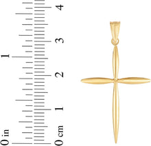 Load image into Gallery viewer, 14k Yellow Gold 1.2" or White Gold 0.6" Classic Tapered Cross Charm Pendant with optional Adjustable Chain Necklace
