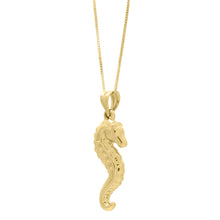 Load image into Gallery viewer, Floreo 10K Yellow Gold 27.5mm Seahorse Charm Pendant Necklace