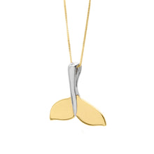 Load image into Gallery viewer, Floreo 10K Two-Tone Gold 12.5mm Whale Tail Charm Pendant Necklace