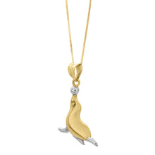 Load image into Gallery viewer, Floreo 10K Two-Tone Gold 23mm Seal Charm Pendant Necklace