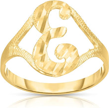Load image into Gallery viewer, 10k Yellow Gold A-Z Cursive Letter Initial Ring, Sizes 4-9