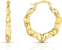 Load image into Gallery viewer, 10k Yellow Gold XOXO with Graduated Heart Shape Hoop Earrings