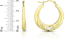 Load image into Gallery viewer, 10k Two-Tone Gold Heart Shape and Vibration Design Hoop Earrings