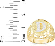 Load image into Gallery viewer, Men's 10k Two-Tone Gold Round A-Z Initial Ring