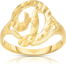 Load image into Gallery viewer, 10k Yellow Gold A-Z Cursive Letter Initial Ring, Sizes 4-9