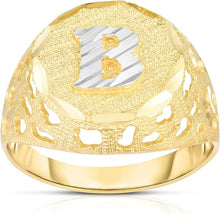 Load image into Gallery viewer, Men's 10k Two-Tone Gold Round A-Z Initial Ring
