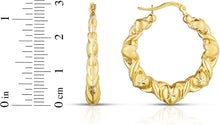 Load image into Gallery viewer, 10k Yellow Gold XOXO with Graduated Heart Shape Hoop Earrings