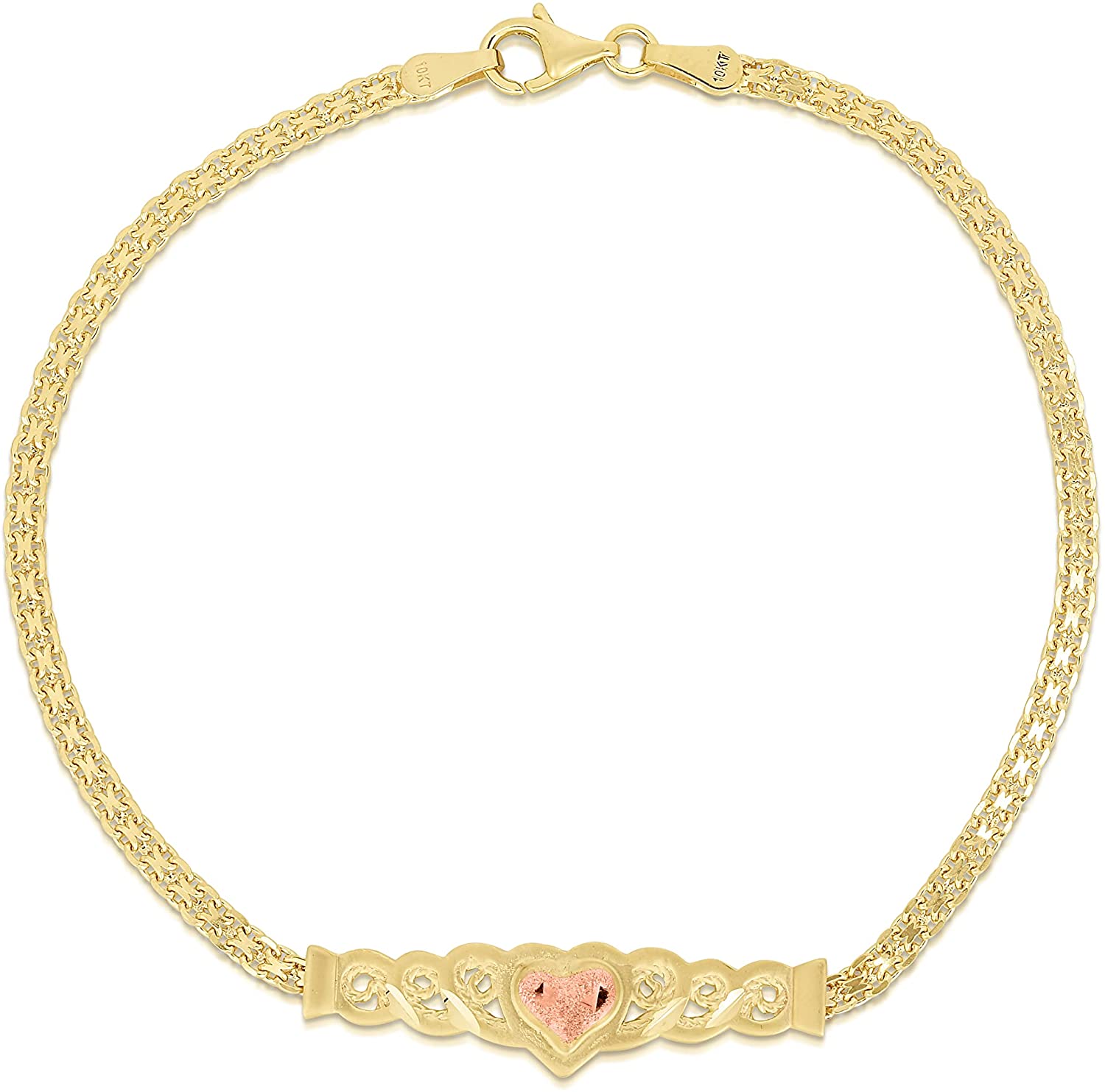 10K Yellow Gold Heart Charm Bracelet