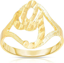 Load image into Gallery viewer, 10k Yellow Gold A-Z Cursive Letter Initial Ring, Sizes 4-9