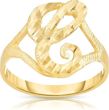 Load image into Gallery viewer, 10k Yellow Gold A-Z Cursive Letter Initial Ring, Sizes 4-9