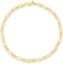 Load image into Gallery viewer, 10k Yellow Gold XOXO X and Heart Double Link Bracelet, 3.5mm