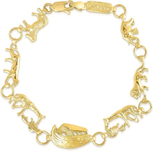 Load image into Gallery viewer, 10k Yellow Gold Noah's Ark and Animals Link Bracelet, 7 inch