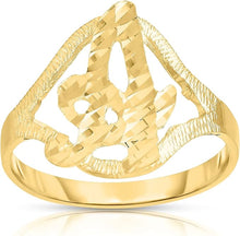 Load image into Gallery viewer, 10k Yellow Gold A-Z Cursive Letter Initial Ring, Sizes 4-9