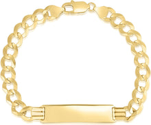 Load image into Gallery viewer, 10k Yellow Gold 8.5mm or 10mm Solid Curb Personalized Engraved Name Bar Custom ID Bracelet - 9 inch