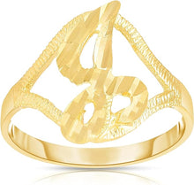 Load image into Gallery viewer, 10k Yellow Gold A-Z Cursive Letter Initial Ring, Sizes 4-9
