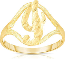 Load image into Gallery viewer, 10k Yellow Gold A-Z Cursive Letter Initial Ring, Sizes 4-9