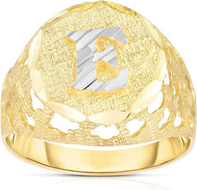 Load image into Gallery viewer, Men's 10k Two-Tone Gold Round A-Z Initial Ring