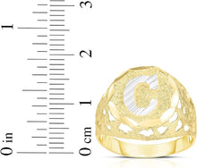 Load image into Gallery viewer, Men's 10k Two-Tone Gold Round A-Z Initial Ring