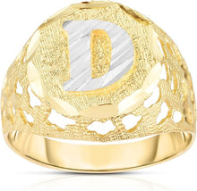 Load image into Gallery viewer, Men's 10k Two-Tone Gold Round A-Z Initial Ring