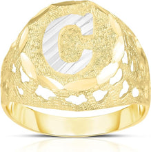 Load image into Gallery viewer, Men's 10k Two-Tone Gold Round A-Z Initial Ring