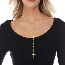 Load image into Gallery viewer, 10k Yellow Gold or Tri Color 5mm Rosary with Virgin Mary Medal and Crucifix of Jesus Cross Pendant Chain Necklace
