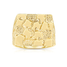 Load image into Gallery viewer, Floreo Men's 10k Yellow Gold 18mm Flat Square Dense Nugget Ring