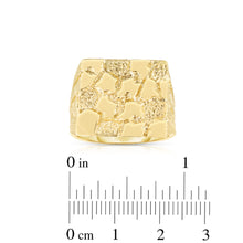 Load image into Gallery viewer, Floreo Men's 10k Yellow Gold 18mm Flat Square Dense Nugget Ring