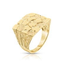 Load image into Gallery viewer, Floreo Men's 10k Yellow Gold 18mm Flat Square Dense Nugget Ring