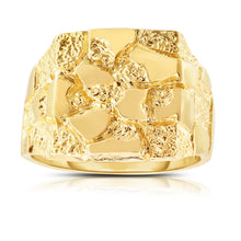 Load image into Gallery viewer, Floreo Men's 10k Yellow Gold 15.5mm Flat Square Dense Nugget Ring