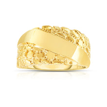 Load image into Gallery viewer, 10k Yellow Gold 11.2mm Engraved Personalized Initial Name Nugget Ring