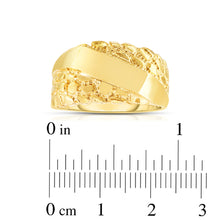 Load image into Gallery viewer, 10k Yellow Gold 11.2mm Engraved Personalized Initial Name Nugget Ring