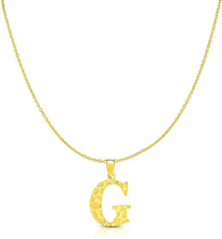 Load image into Gallery viewer, 10k Yellow Gold Nugget Style Block Personalized Initial Alphabet Pendant with Optional 18" Necklace