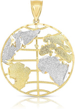 Load image into Gallery viewer, 10k Yellow Gold Two-Tone World Map Globe Pendant