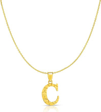 Load image into Gallery viewer, 10k Yellow Gold Nugget Style Block Personalized Initial Alphabet Pendant with Optional 18" Necklace