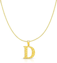 Load image into Gallery viewer, 10k Yellow Gold Nugget Style Block Personalized Initial Alphabet Pendant with Optional 18" Necklace