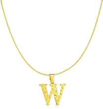 Load image into Gallery viewer, 10k Yellow Gold Nugget Style Block Personalized Initial Alphabet Pendant with Optional 18" Necklace