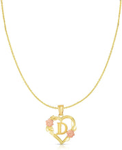 Load image into Gallery viewer, 10k Yellow and Rose Gold A-Z Initial Heart Pendant with Optional Necklace