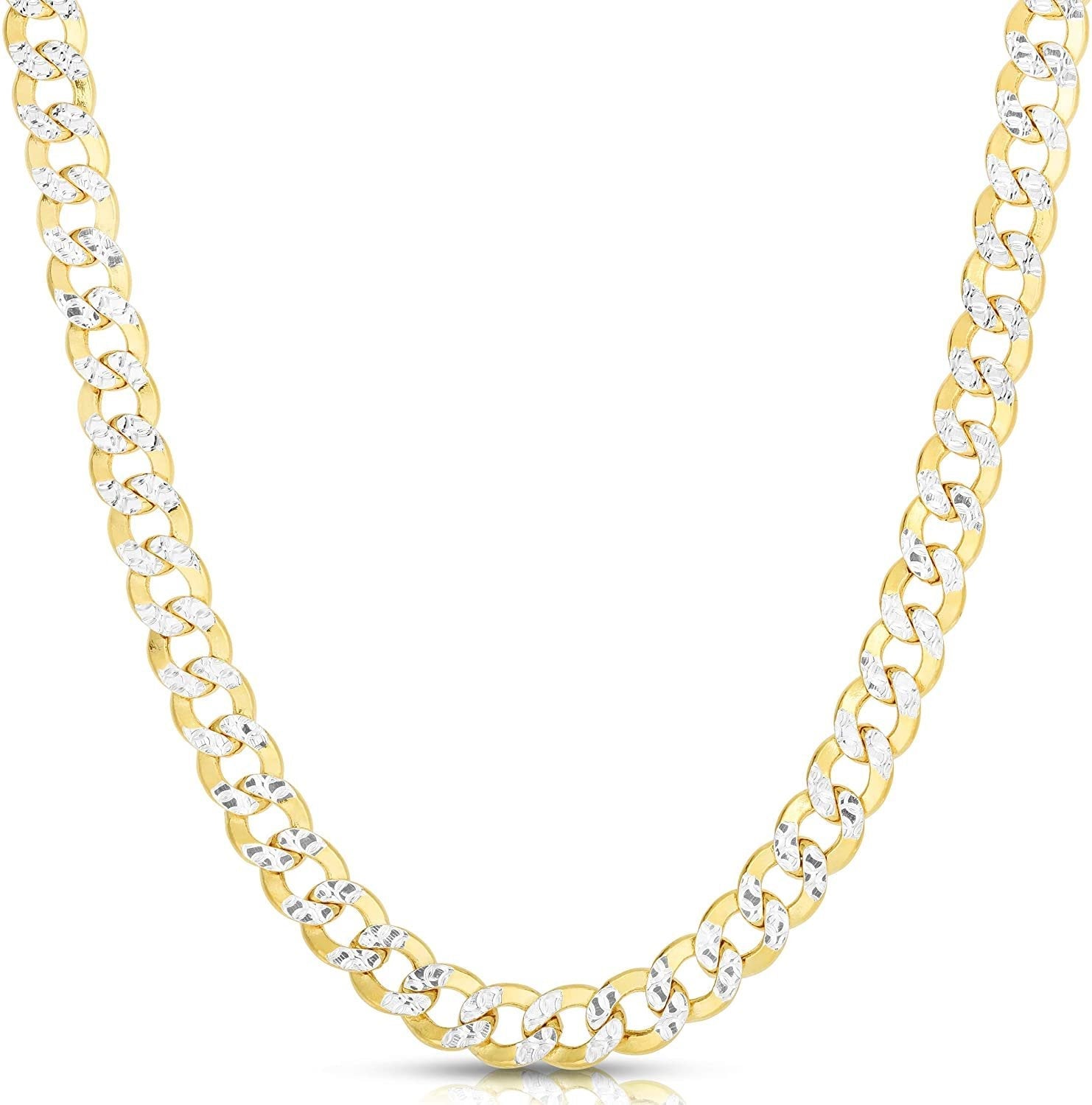 10k Two Tone Fine Gold 6.5mm Lightweight Curb Chain Necklace