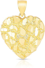 Load image into Gallery viewer, 10k Yellow Gold Nugget Heart Pendant with Optional Necklace