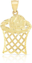 Load image into Gallery viewer, 10k Yellow Gold Basketball and Hoop Pendant