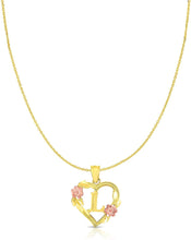 Load image into Gallery viewer, 10k Yellow and Rose Gold A-Z Initial Heart Pendant with Optional Necklace