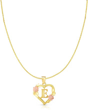 Load image into Gallery viewer, 10k Yellow and Rose Gold A-Z Initial Heart Pendant with Optional Necklace
