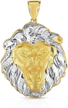 Load image into Gallery viewer, 10k Two Tone Gold Lion Head Pendant Lion Face Charm for Men