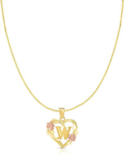 Load image into Gallery viewer, 10k Yellow and Rose Gold A-Z Initial Heart Pendant with Optional Necklace