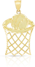 Load image into Gallery viewer, 10k Yellow Gold Basketball and Hoop Pendant